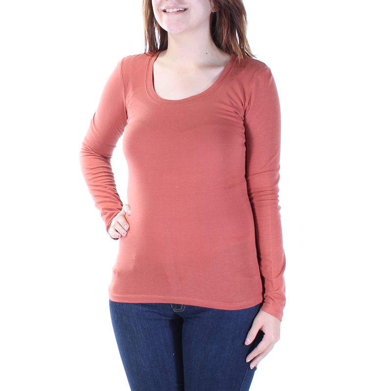 Active Womens Orange Long Sleeve Scoop Neck Top Size: S